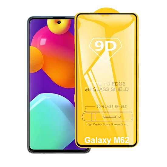 گلس صفحه نمایش گوشی Galaxy M62 9D Golden Glass Screen Protector