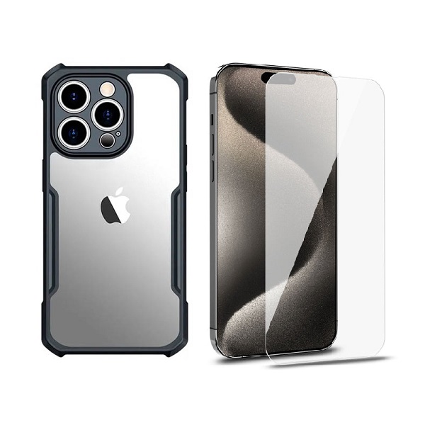 گارد هیبریدی آیفون+‌گلس شیشه‌ای Apple iPhone 15 Pro Max XUNDD Hybrid Case With Glass