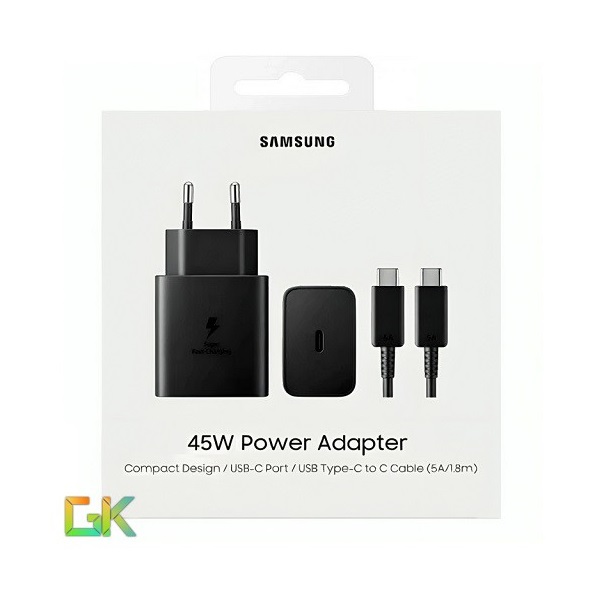 آداپتور 45 وات اورجینال 2پین با کابل سامسونگ Samsung Galaxy S24 Ultra 45W Power Adaptor Charger With Cable